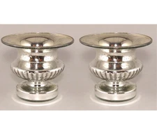Compote Bowl Vase Glass Silver Mercury Urn 6"Dia 5"High  Set/2