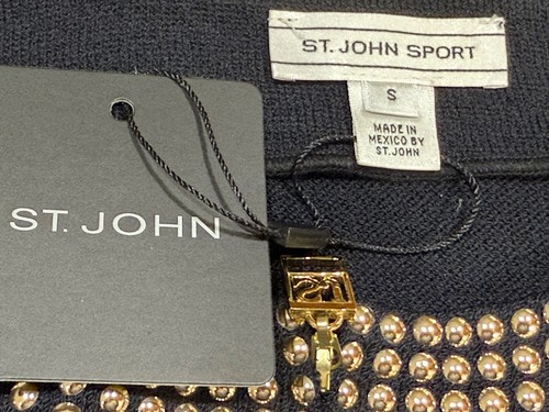 NUOVO St. John Knits Santana maglia etichette borchie topper giacca blazer taglia S $1190 - Foto 5 di 7