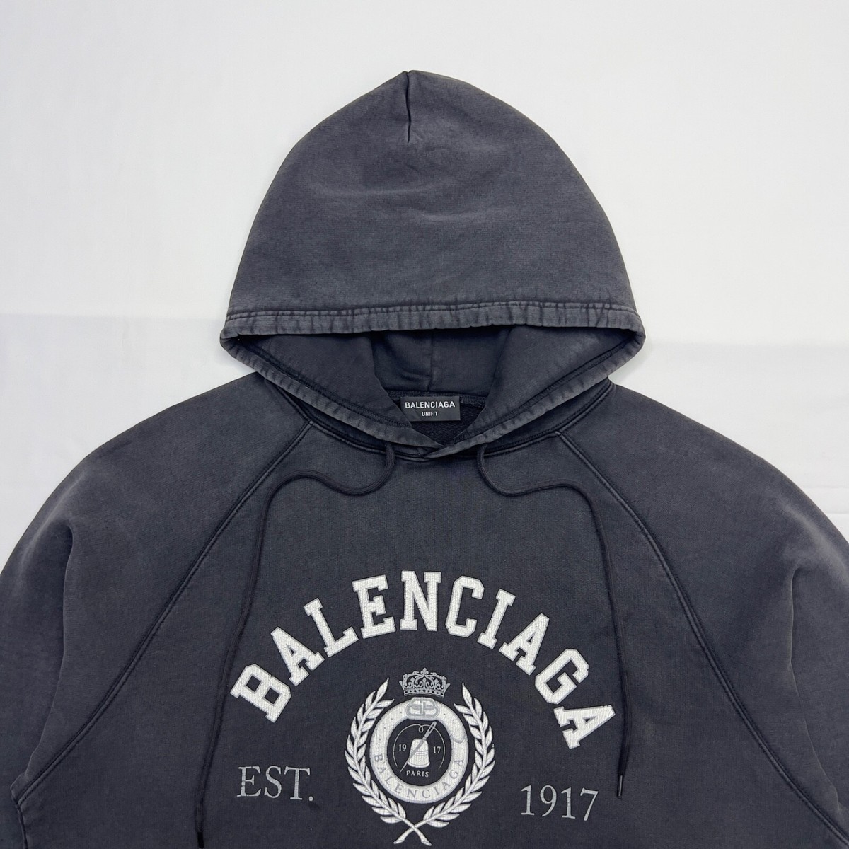 Balenciaga Gray College 1917 Cracked Print Hoodie Size 2 | eBay