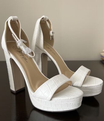 Nasty Gal Platform Heels White Croc 37
