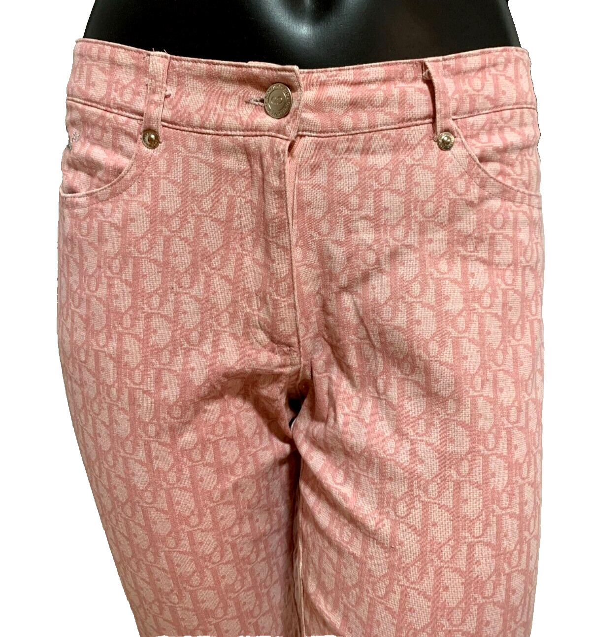 ❤️CHRISTIAN DIOR, white and pink pants, MONOGRAM print 2004"sz 10, EXCLUSIVE! image 6