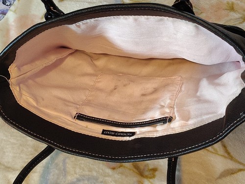 Vintage Victoria's Secret Leather Purse Tote & Wristlet 16" Pink Lined Large - Picture 23 of 24