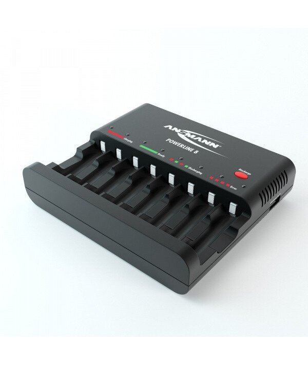 Chargeur Ansmann Powerline 8 pour 8 piles rechargeables AA et AAA avec port USB