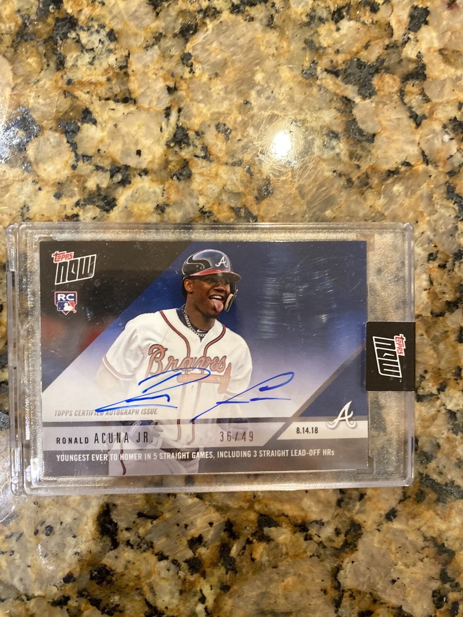 2018 Topps Now Ronald Acuna Jr. On Card Auto #36/49 #598B 2018 Topps Now Ronald Acuna Jr. On Card Auto #36/49 #598B
