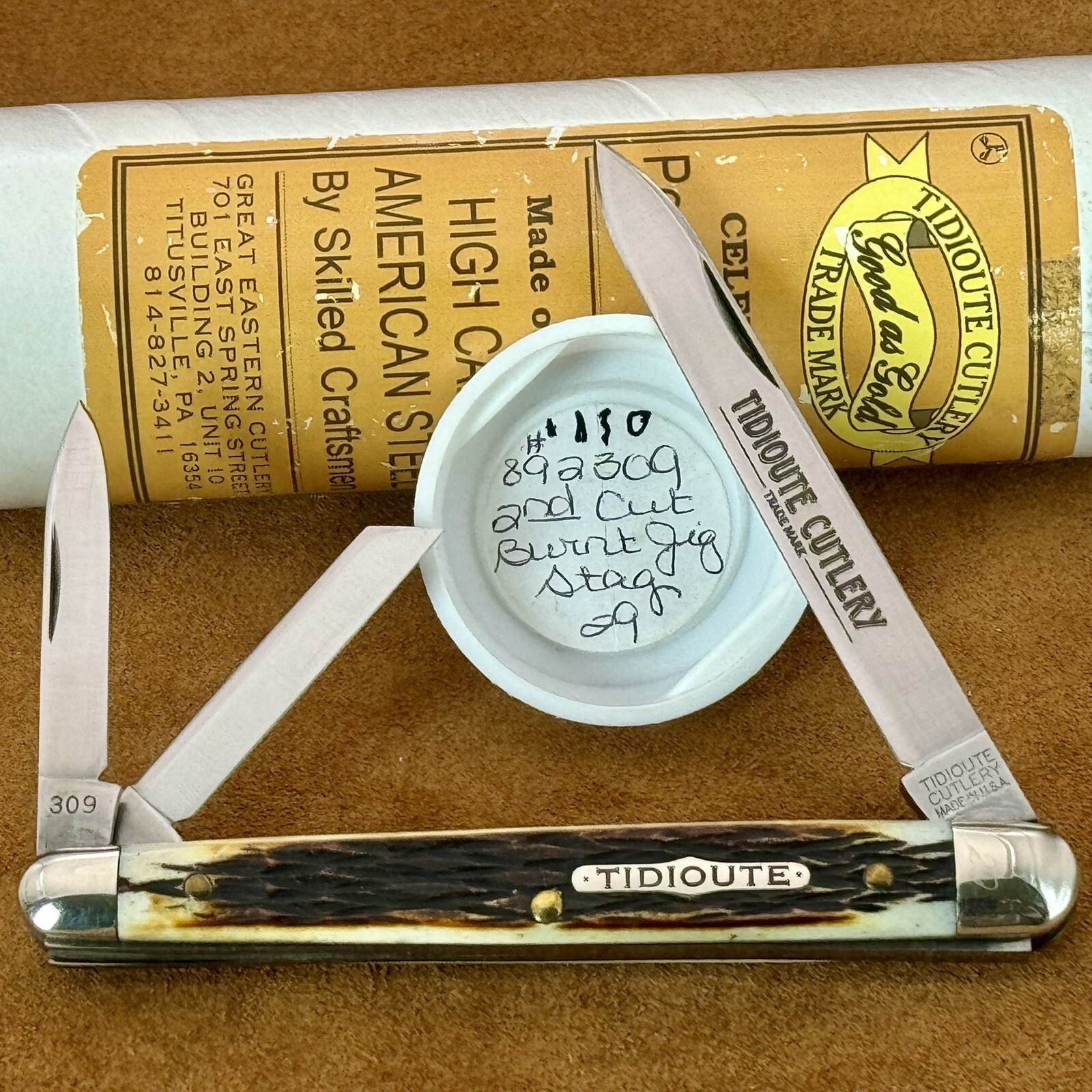 ✨29 of 50 Great Eastern Cutlery GEC Tidioute 89 Stag Whittler Knife 892309