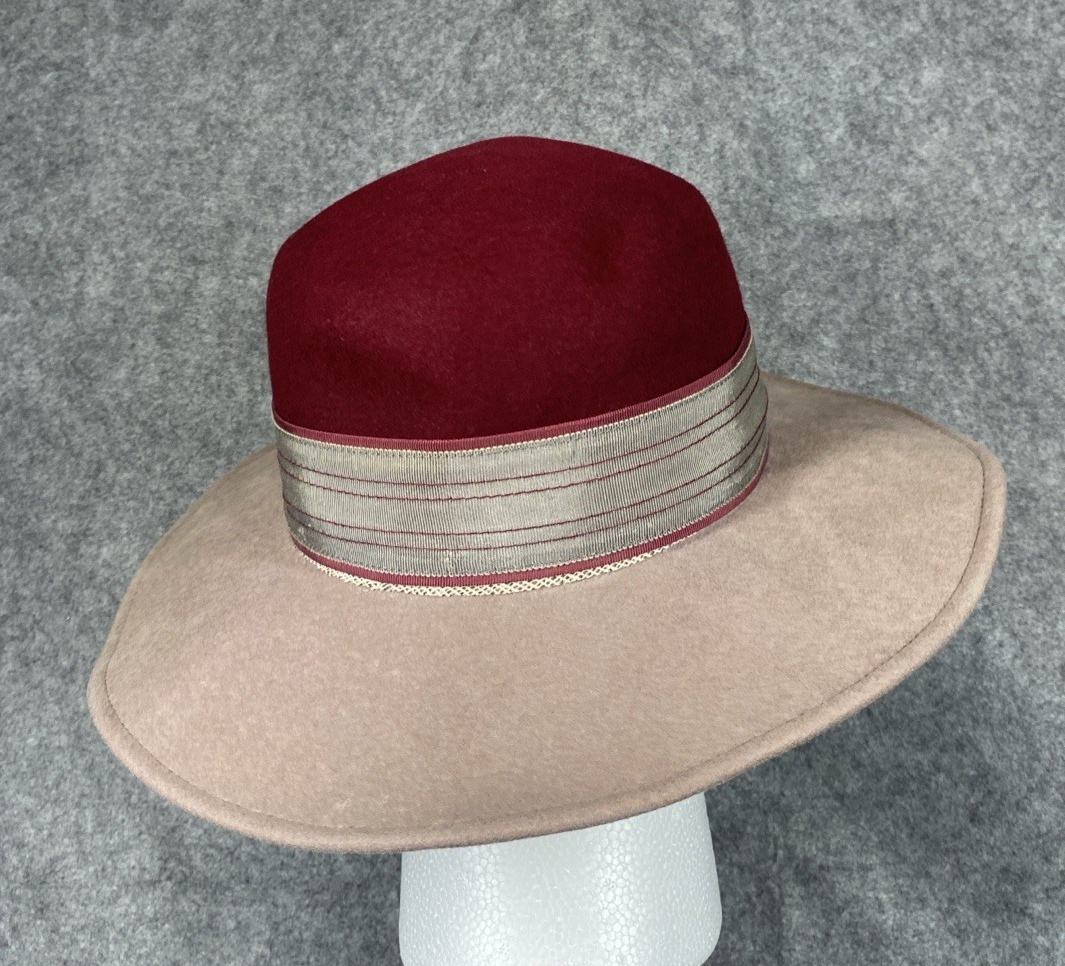 Micheal Howard Hat Womens Maroon Purple Georgie Stripe Bow 