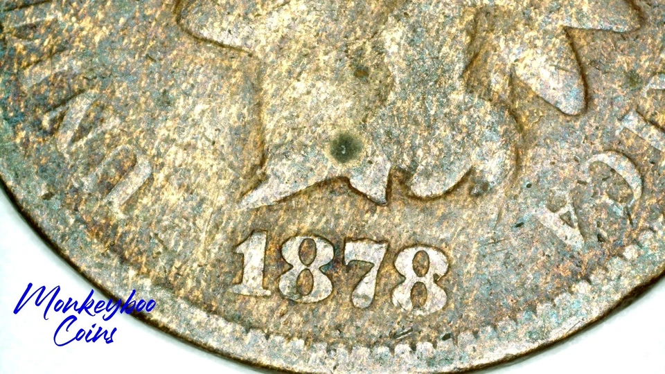 1878 Indian Head Cent - Improper Alloy Mix Wood Grain Woody - Rare Error Coin - Image 4 of 4