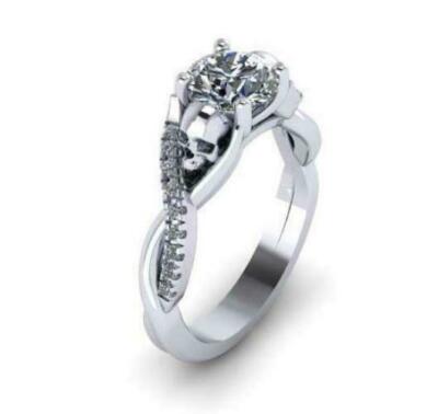 1.45Ct Round Cut Moissanite Skull Engagement Ring 14k White Gold Size 8.5