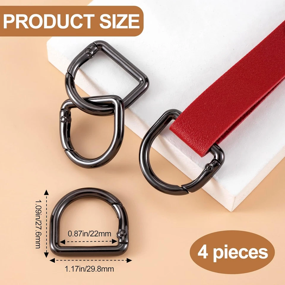 D Ring Spring Key Hooks Keyring Clip Buckles Clasp Clamps for Belt Backpacks Han - Image 2 of 4