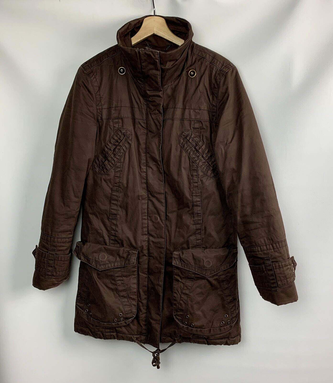 Zara Basic Outdoor Jacket Stand Collar Zip Snaps … - image 1