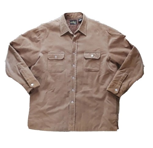 Vintage Sears Shirt Mens Large Khaki Perma-Prest Korfat Iron Free