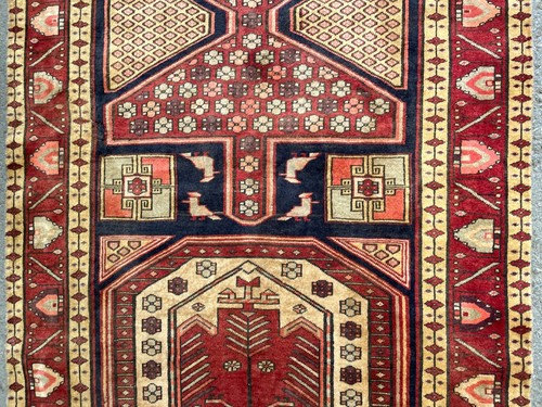 VINTAGE KAZAK RUNNER, HAND MADE HALLWAY OLD CAUCASIAN RUG CARPET 10'5" X 4'1" - Picture 3 of 11