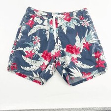 Old Navy Floral Board Shorts Mens Size M Blue Red Tropical Swim Drawstring