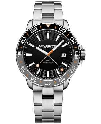 Raymond Weil Tango GMT Quartz Black Dial Stainless Men's Watch 8280-ST2-20001