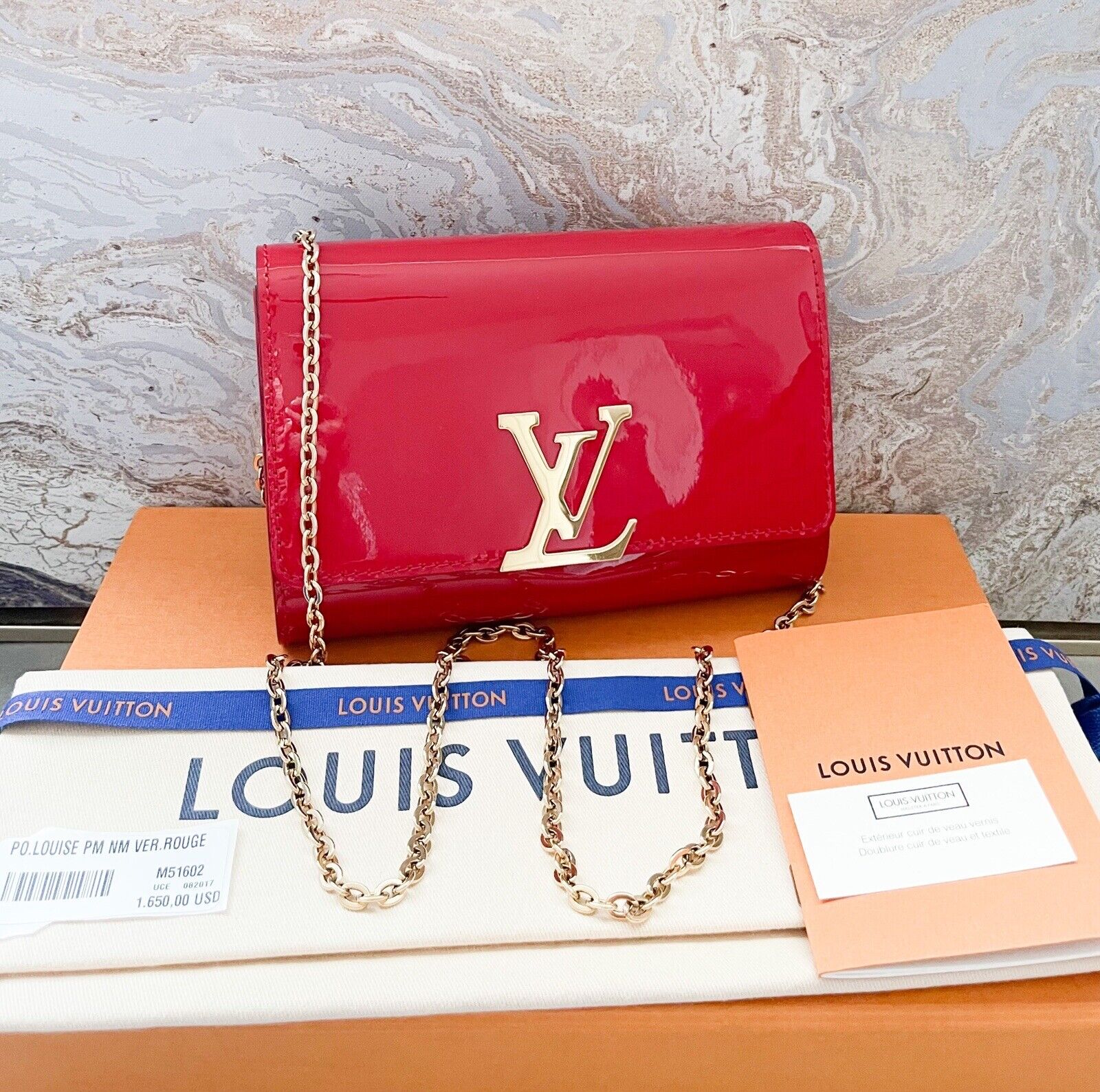 LOUIS VUITTON Louise Patent Leather Long Wallet Black