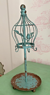 Außergewöhnlicher Tassenständer im Vintage Stil, Schmuckständer Vogelkäfig und eine Schale