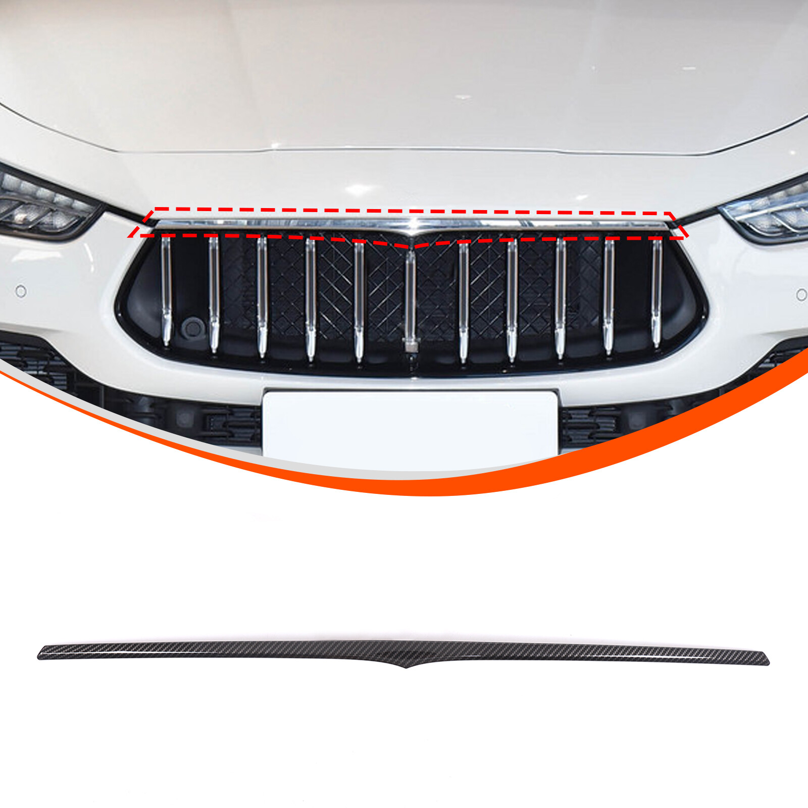 ABS Carbon Fiber Front Grille Upper Cover Strip Fits Maserati Ghibli 2018-2022
