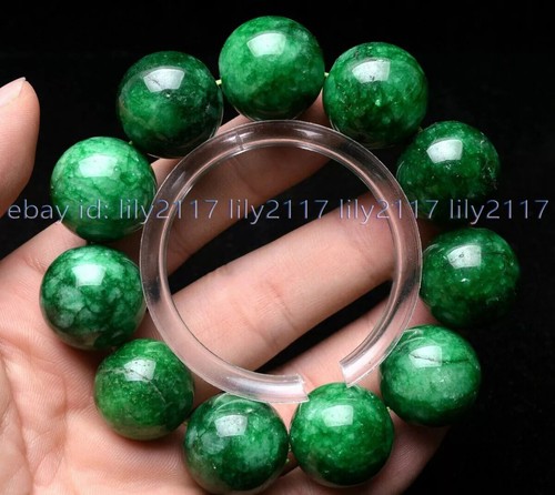 Huge 20mm Natural Green Jade Beryl Gemstone Round Beads Elastic Bracelets 7.5'' - Picture 3 of 5