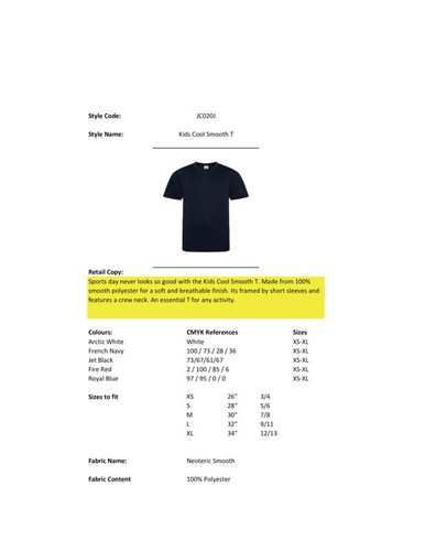 AWDis Kids Cool Smooth T-Shirt - Boys/Girls Polyester Sports/P.E Summer Tee 3-13 - Picture 2 of 19