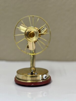 Electric Fan - Miniature Desk Fan, Brass-coloured, Rechargeable, Adjustable Tilt