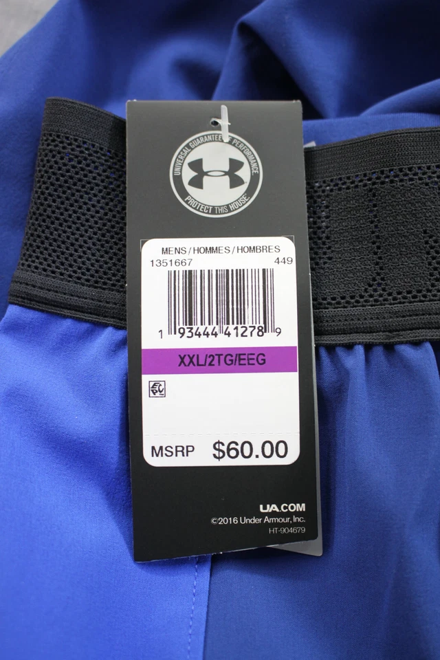 Under Armour Logo Men UA Heatgear Blue Stretch Woven Athletic Shorts NWT 2XL XXL - Image 3 of 3