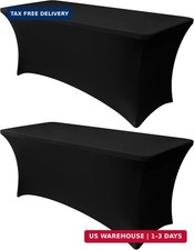 2 Pack 6FT Stretch Spandex Table Cover Fitted Rectangular Tablecloth Black