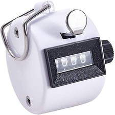 Hand Tally Counter 4 Digit Number Dual Clicker Golf Handy Convenient white