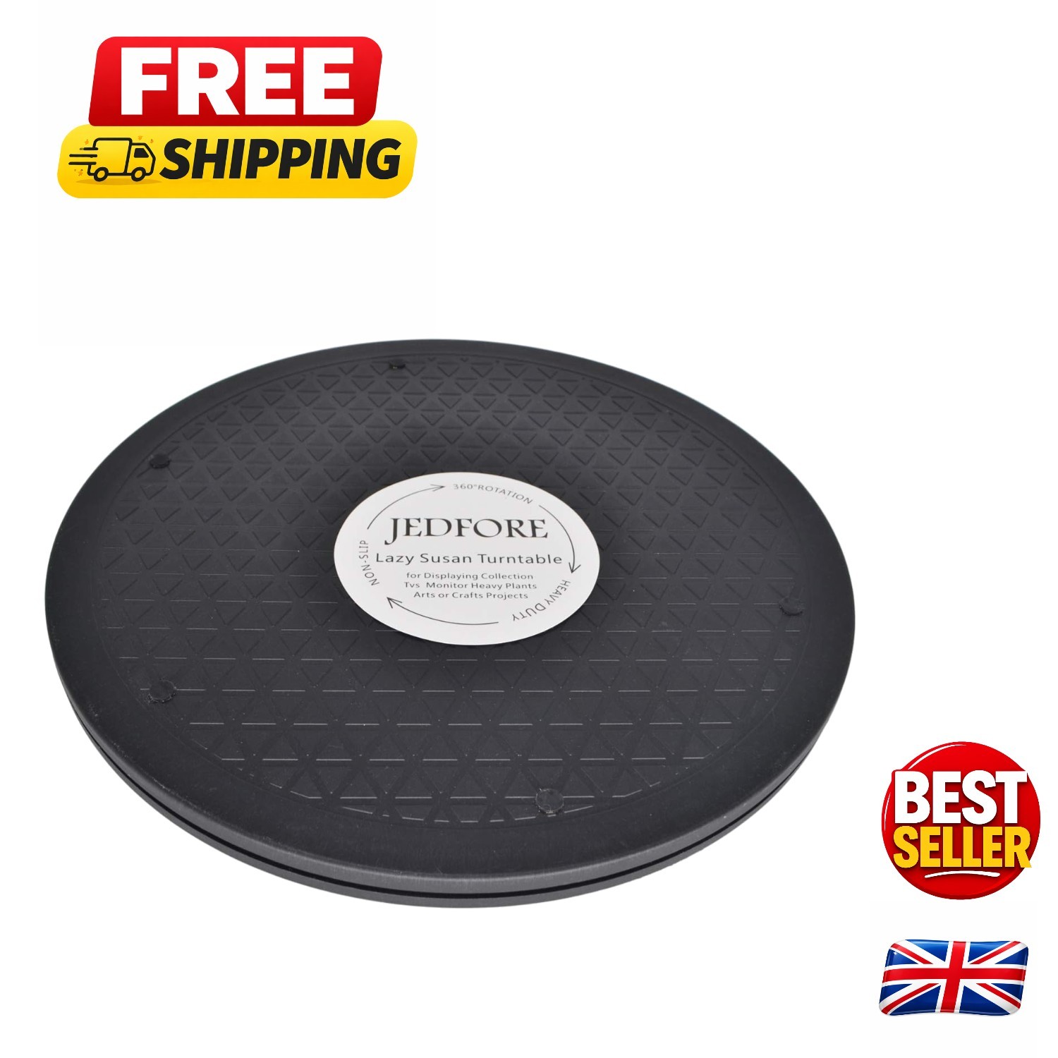 Durable 12 Inch Lazy Susan Turntable - 360° Rotating Stand for Monitors & More