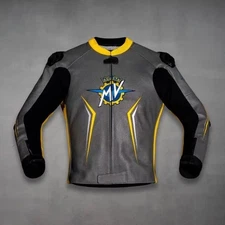 MV Agusta Cowhide Leather Motorcycle Racing Jacket Men Rider Armor Protected