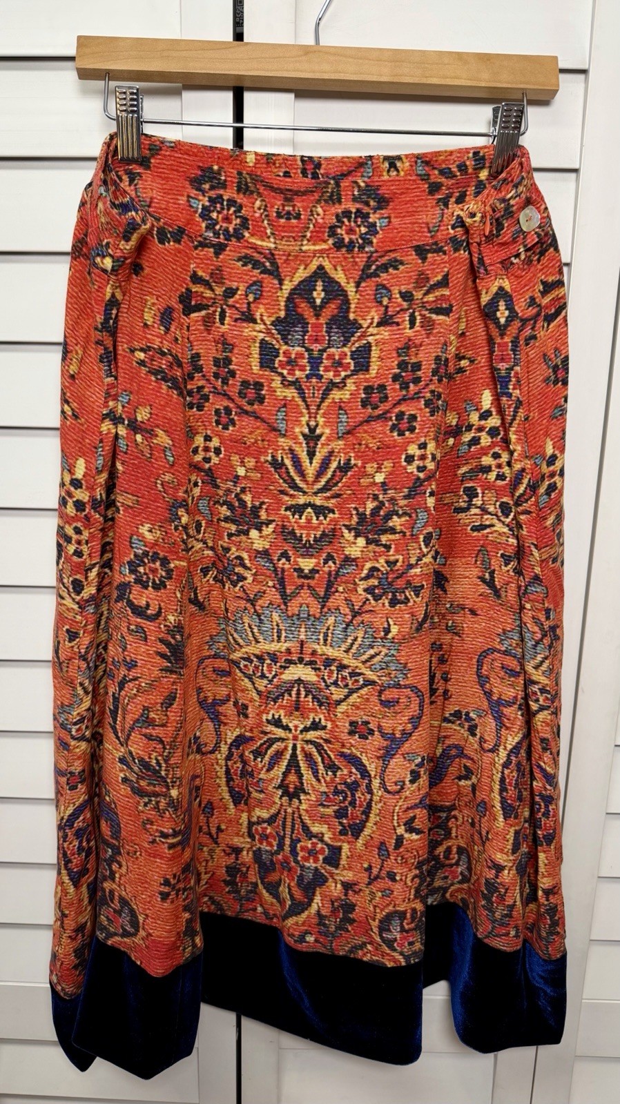 Soft Surroundings Boho Floral Baroque Velvet Hem A-Line Skirt Women’s Size 1X