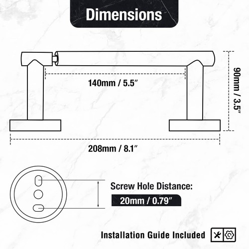 Toilet Paper Holder W/Pivoting Arm Wall Mount Matte Black Stainless Steel Design - Bild 3 von 3