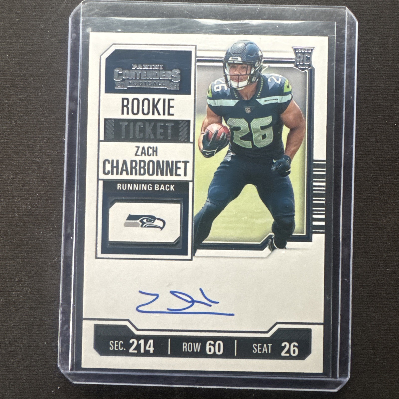 2023 Panini Contenders - Rookie Ticket Zach Charbonnet #141 ON CARD AUTO RC