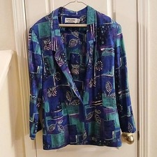 Vintage 80s/90s Alfred Dunner Abstract 3-piece Set Shirt Skirt Blazer Sz 10/12