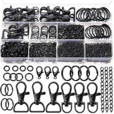 524PCS Keychain Making Kit, Keychain Craft Supplies Key Chain Clips, Black