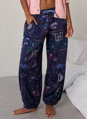NEW Urban Outfitters Out From Under Graphic Baggy Jogger Pants Navy Size Small
