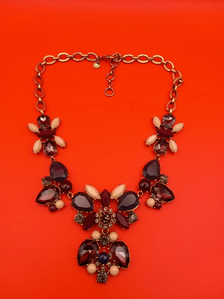 J.Crew Collier Statement Necklace W/Crystal's In Navy,maroon,purple - Image 4 of 4