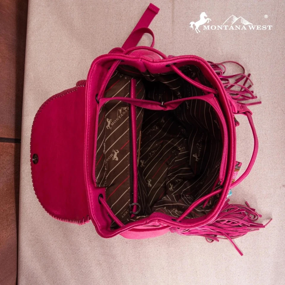 Рюкзак Montana West коллекция с цветочной вышивкой ярко-розовый - Изображение 4 из 4