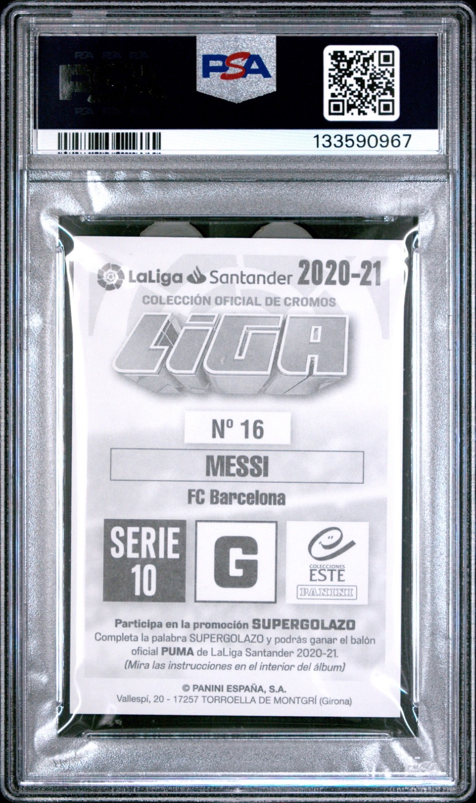 LIONEL MESSI 2020-21 Panini Spanish Liga Serie 10 Autografo PSA 9 #16 Auto Mint view 2