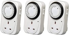 24 HOUR TIMER CLOCK SOCKET UK 3PIN MAINS PLUG IN TIMER SWITCH MECHANICAL
