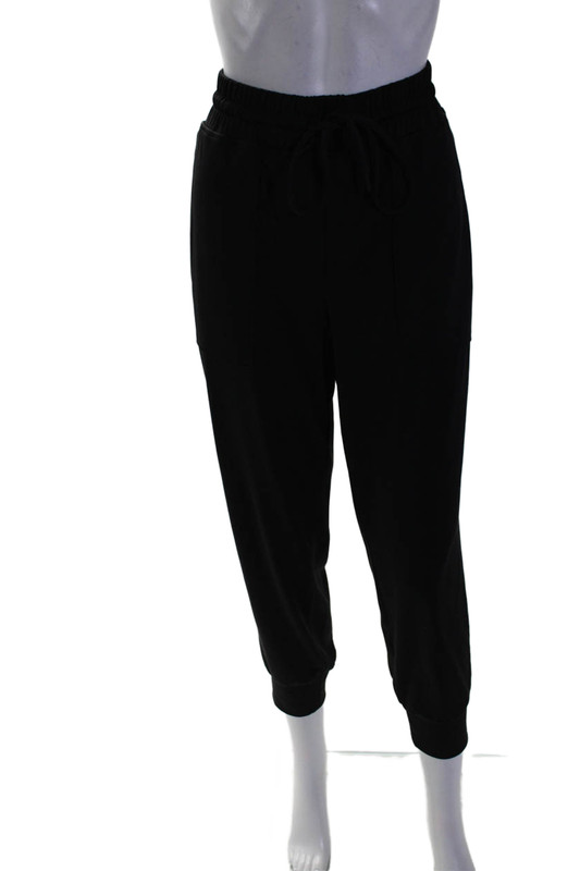 Lou & Grey Womens Black Drawstring High Rise Cuff Ankle Jogger Pants Size L