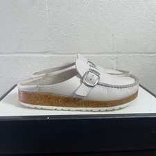 Birkenstock Buckley White Leather Mule Clogs Slip On Women's 38 EU/7 US