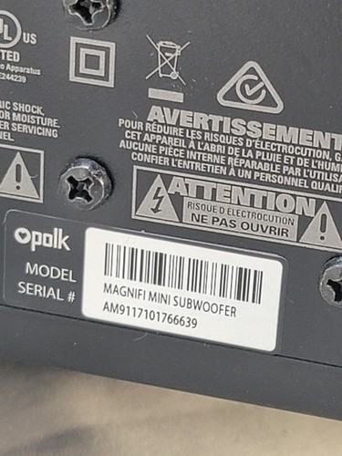 POLK Command Magnifi Mini Subwoofer ONLY Replacement 4 Polk Soundbar System - Picture 4 of 11