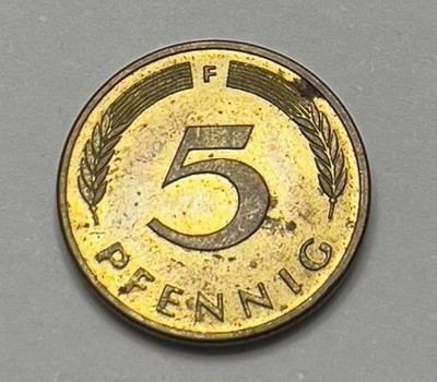 AU 1990-F West Germany 5 Pfennig   Oak Seedling   DEM Era   Stuttgart Mint