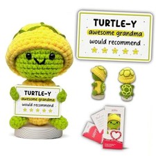 Handmade Positive Turtle Crochet with Message - Turtle-Y Awesome Grandma