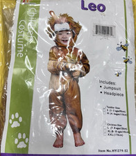 Halloween Leo Lion Costume Toddler, Kids Jumpsuit and Hat Small Ages 1-3 New