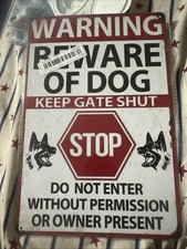 Aluminum Metal Dog Warning