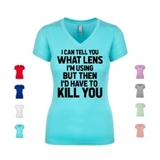 What Lens I'm Using photography camera professional humor Women's V Neck Shirt