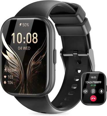 Smartwatch mit Telefonfunktion 1.75'' Fitnessuhr für Samsung & iPhone - Schwarz