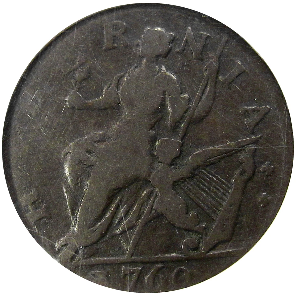 1760 1/2P US COLONIAL  VOCI POPULI  NO P  NGC F12  ~ CHOICE PLANCHET! - Image 3 of 4