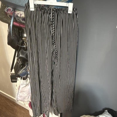 No Boundaries Girls Striped Ankle Pants S (4-6) Black White Drawstring